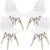 Set of 4 Modern Style Dining Chair, Shell Lounge Plastic Chair for Kitchen, Dining, Bedroom, Living Room Mid-Century Modern Side Chairs with Wooden Wa