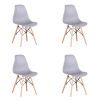 Set of 4 Modern Style Dining Chair, Shell Lounge Plastic Chair for Kitchen, Dining, Bedroom, Living Room Mid-Century Modern Side Chairs with Wooden Wa