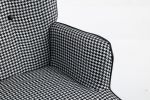 35.5 inch Rocking Chair, Soft Houndstooth Fabric Leather Fabric Rocking Chair for Nursery, Comfy Wingback Glider Rocker with Safe Solid Wood Base for