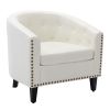 PU Leather Tufted Barrel ChairTub Chair for Living Room Bedroom Club Chairs