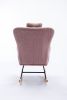 35.5 inch Rocking Chair, Soft Teddy Velvet Fabric Rocking Chair for Nursery, Comfy Wingback Glider Rocker with Safe Solid Wood Base for Living Room Be