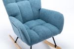 Rocking Chair, Soft Teddy Velvet Fabric Rocking Chair for Nursery, Comfy Wingback Glider Rocker with Safe Solid Wood Base for Living Room Bedroom Balc