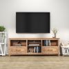 WESOME 70.08 Inch Length Black TV Stand for Living Room and Bedroom;  with 2 Drawers and 4 High-Capacity Storage Compartment.