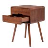 Wood Nightstand End Side Table with Drawer & Solid Wood Legs for Living Room, Bedroom