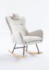 35.5 inch Rocking Chair, Soft Teddy Velvet Fabric Rocking Chair for Nursery, Comfy Wingback Glider Rocker with Safe Solid Wood Base for Living Room Be