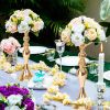 Gold/ Silver/White Metal Candle Holders Flower Vase Candlestick Centerpieces Road Lead Wedding Party Home Table Event Decoration