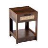 15.75" Rattan End table with drawer, Modern nightstand, side table for living roon, bedroom