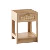 15.75" Rattan End table with drawer, Modern nightstand, side table for living roon, bedroom