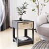 15.75" Rattan End table with drawer, Modern nightstand, side table for living roon, bedroom