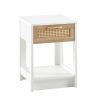 15.75" Rattan End table with drawer, Modern nightstand, side table for living roon, bedroom