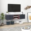 Wall Mounted 65" Floating TV Stand with Large Storage Space, 3 Levels Adjustable shelves, Magnetic Cabinet Door, Cable Management