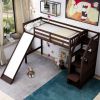 Twin Size Loft Bed with Storage and Slide