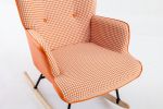 35.5 inch Rocking Chair, Soft Houndstooth Fabric Leather Fabric Rocking Chair for Nursery, Comfy Wingback Glider Rocker with Safe Solid Wood Base for