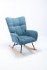 Rocking Chair, Soft Teddy Velvet Fabric Rocking Chair for Nursery, Comfy Wingback Glider Rocker with Safe Solid Wood Base for Living Room Bedroom Balc