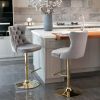 A&A Furniture,Golden Swivel Velvet Barstools Adjusatble Seat Height from 25-33 Inch, Modern Upholstered Bar Stools with Backs Comfortable Tufted for H