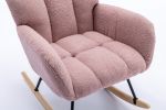 Rocking Chair, Soft Teddy Velvet Fabric Rocking Chair for Nursery, Comfy Wingback Glider Rocker with Safe Solid Wood Base for Living Room Bedroom Balc