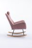 35.5 inch Rocking Chair, Soft Teddy Velvet Fabric Rocking Chair for Nursery, Comfy Wingback Glider Rocker with Safe Solid Wood Base for Living Room Be