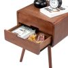 Wood Nightstand End Side Table with Drawer & Solid Wood Legs for Living Room, Bedroom