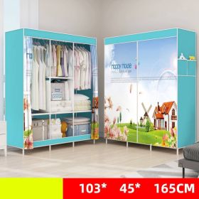 Single Dormitory Dust Closed Wardrobe (Option: Three Columns Happy House)